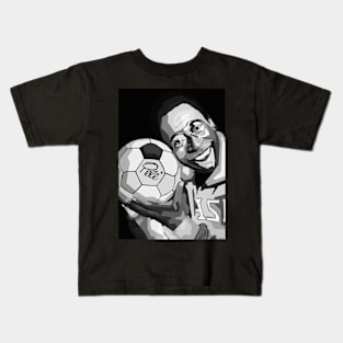 Pele Legend Black And White Art Kids T-Shirt